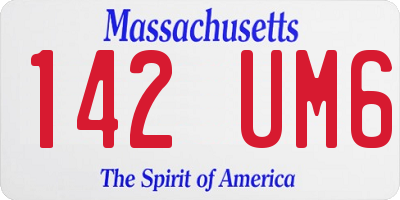MA license plate 142UM6