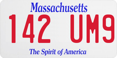 MA license plate 142UM9