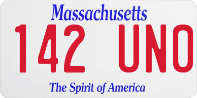 MA license plate 142UN0