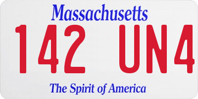 MA license plate 142UN4
