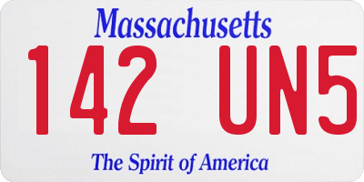 MA license plate 142UN5