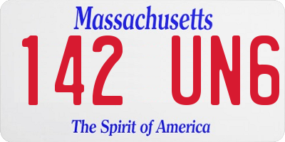 MA license plate 142UN6