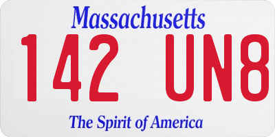 MA license plate 142UN8