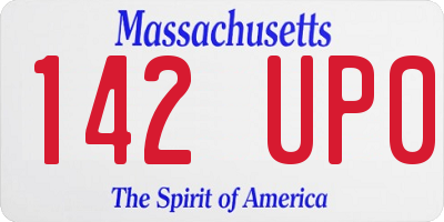 MA license plate 142UP0