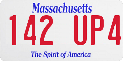 MA license plate 142UP4