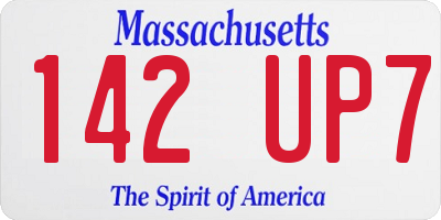 MA license plate 142UP7