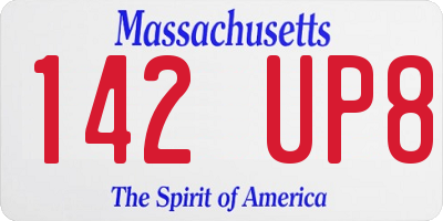 MA license plate 142UP8