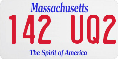 MA license plate 142UQ2