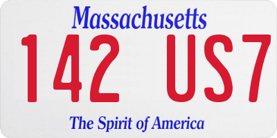 MA license plate 142US7