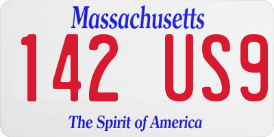 MA license plate 142US9