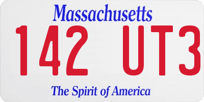 MA license plate 142UT3