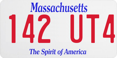 MA license plate 142UT4