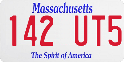 MA license plate 142UT5