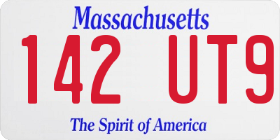 MA license plate 142UT9