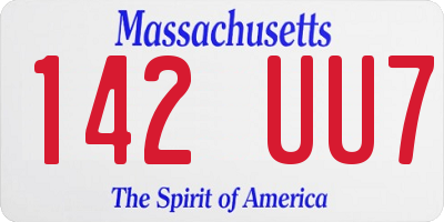MA license plate 142UU7