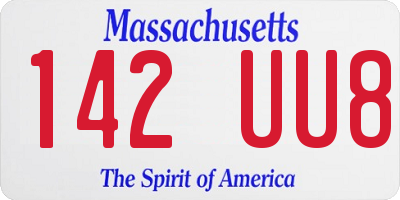 MA license plate 142UU8