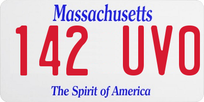 MA license plate 142UV0