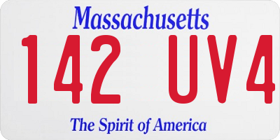 MA license plate 142UV4