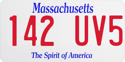 MA license plate 142UV5