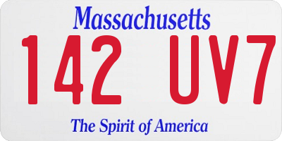 MA license plate 142UV7