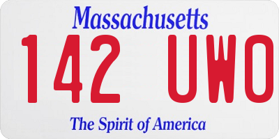 MA license plate 142UW0
