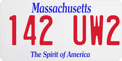 MA license plate 142UW2