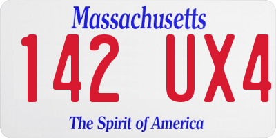 MA license plate 142UX4