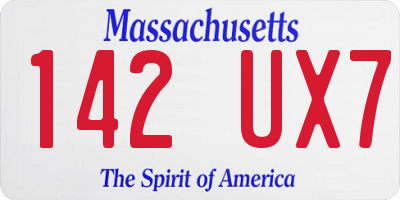 MA license plate 142UX7