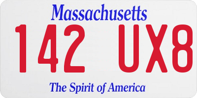 MA license plate 142UX8