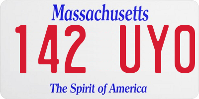 MA license plate 142UY0