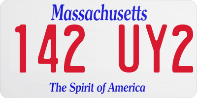 MA license plate 142UY2