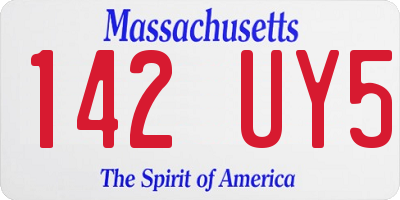 MA license plate 142UY5