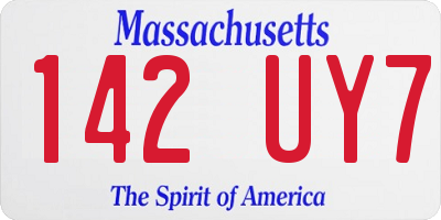 MA license plate 142UY7
