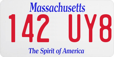 MA license plate 142UY8
