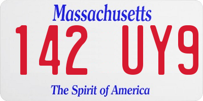MA license plate 142UY9