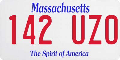 MA license plate 142UZ0
