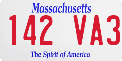 MA license plate 142VA3