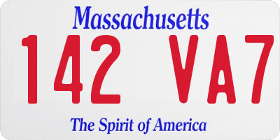 MA license plate 142VA7