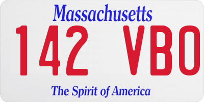 MA license plate 142VB0