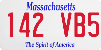 MA license plate 142VB5