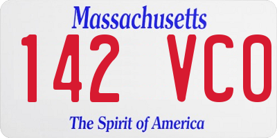 MA license plate 142VC0