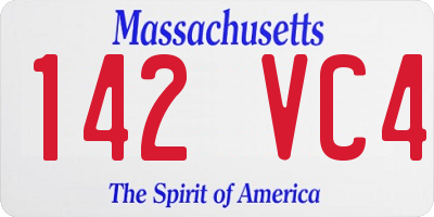 MA license plate 142VC4