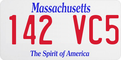 MA license plate 142VC5