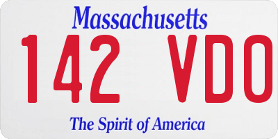 MA license plate 142VD0
