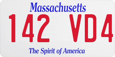 MA license plate 142VD4