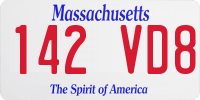 MA license plate 142VD8