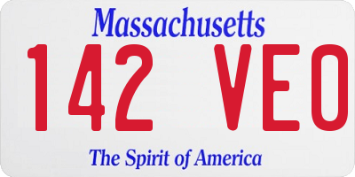 MA license plate 142VE0