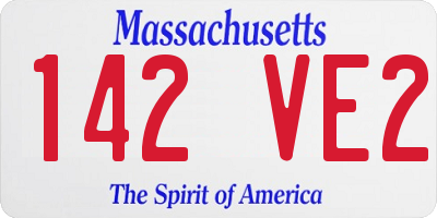 MA license plate 142VE2