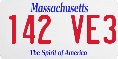 MA license plate 142VE3
