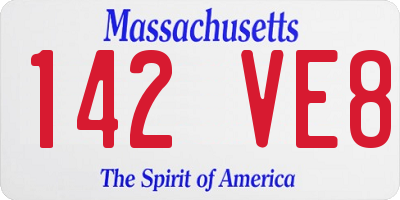 MA license plate 142VE8